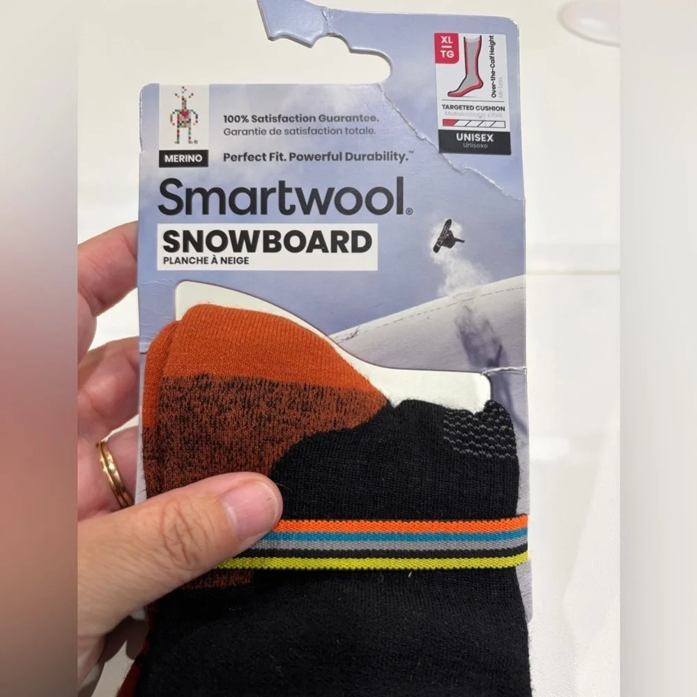 Smartwool Men's XL Snowboard Piste Machine Over The Calf Socks Black Yellow